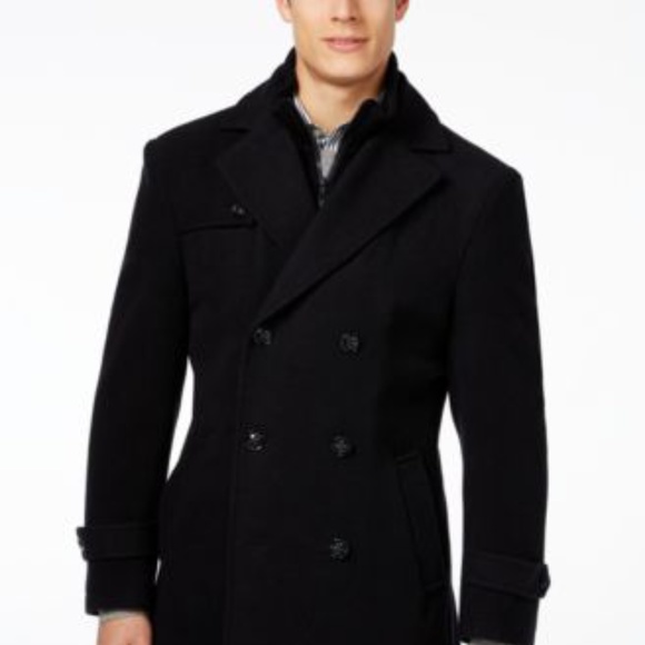 Lauren Ralph Lauren Coat, Wool Pea Coat Black 48R